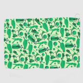 Golf Silhouette Pattern Classic cool green Golfhanddoek (Horizontaal)
