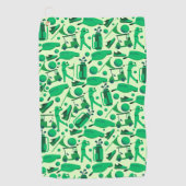 Golf Silhouette Pattern Classic cool green Golfhanddoek (Voorkant)