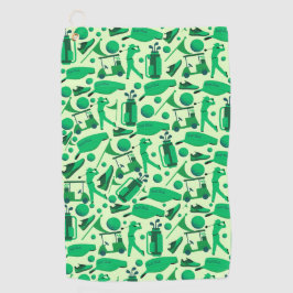 Golf Silhouette Pattern Classic cool green Golfhanddoek