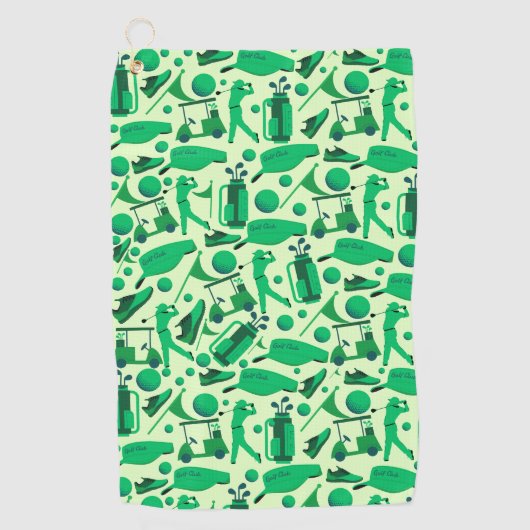 Golf Silhouette Pattern Classic cool green Golfhanddoek (Voorkant)