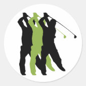 Golf Silhouette Ronde Sticker (Voorkant)