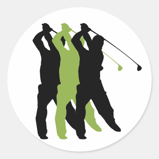 Golf Silhouette Ronde Sticker (Voorkant)