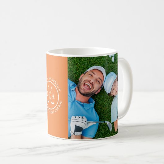 Golf sinaasappel Gepersonaliseerde Monogram multi Koffiemok (Voorkant rechts)