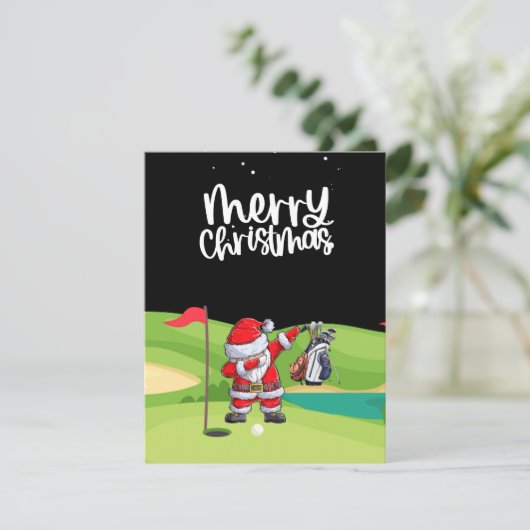 Golf Sinterklaas in golfbaan Feestdagenkaart (Staand voorkant)