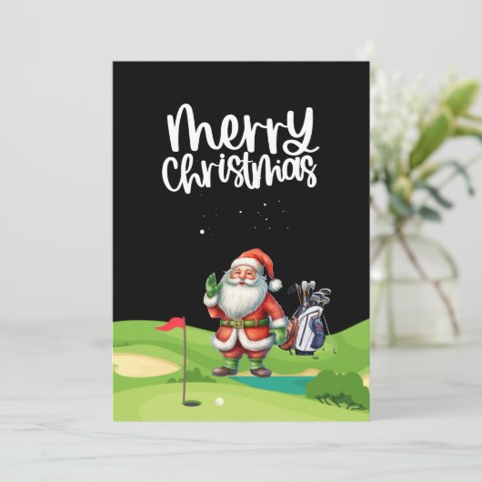 Golf Sinterklaas in golfbaan Feestdagenkaart (Staand voorkant)