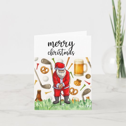 Golf Sinterklaas is golfen op Kerstmis Feestdagen Kaart (Voorkant)