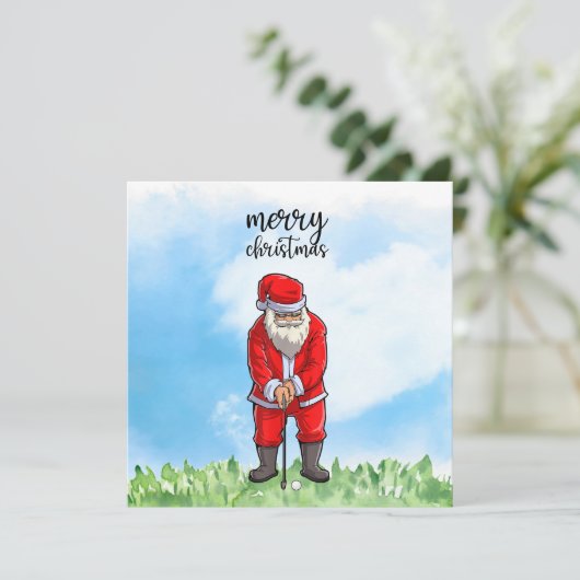 Golf Sinterklaas is golfen op Kerstmis Feestdagenkaart (Staand voorkant)