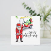 Golf Sinterklaas is golfen op Kerstmis Feestdagenkaart (Staand voorkant)