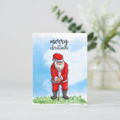 Golf Sinterklaas is golfen op Kerstmis Feestdagenkaart (Staand voorkant)