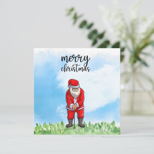 Golf Sinterklaas is golfen op Kerstmis Feestdagenkaart (Staand voorkant)