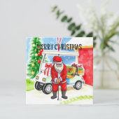 Golf Sinterklaas is golfen op Kerstmis Feestdagenkaart (Staand voorkant)