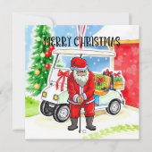 Golf Sinterklaas is golfen op Kerstmis Feestdagenkaart (Voorkant)