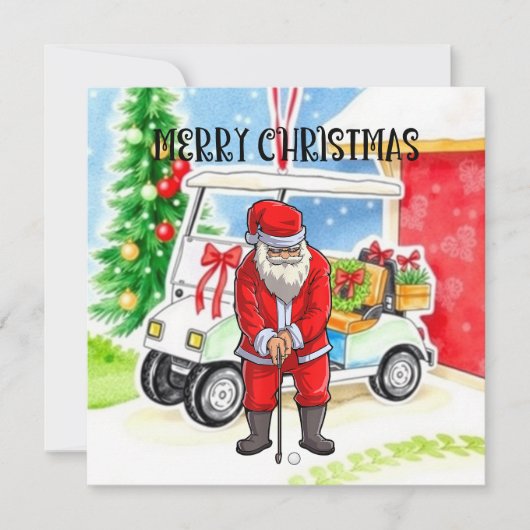 Golf Sinterklaas is golfen op Kerstmis Feestdagenkaart (Voorkant)