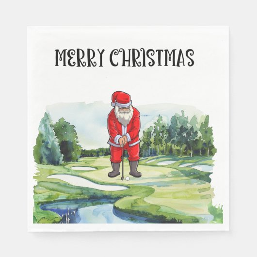 Golf Sinterklaas is golfen op Kerstmis Servet (Voorkant)