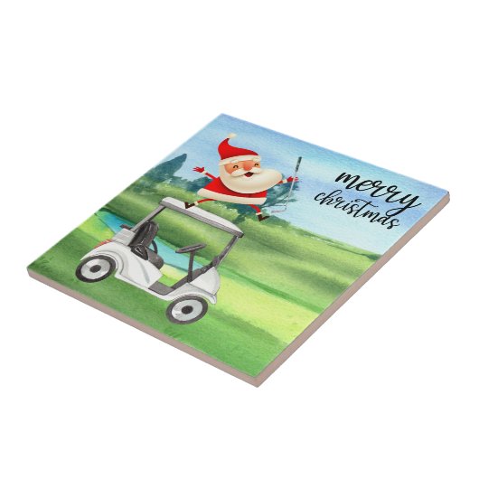 Golf Sinterklaas is golfen op Kerstmis Tegeltje (Zijkant)
