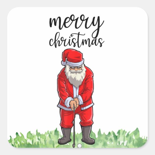Golf Sinterklaas is golfen op Kerstmis Vierkante Sticker (Voorkant)