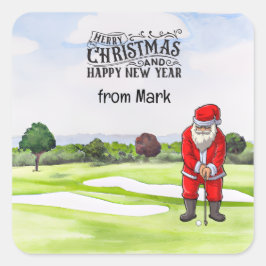 Golf Sinterklaas is golfen op Kerstmis Vierkante Sticker