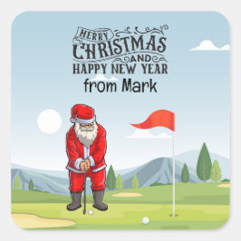 Golf Sinterklaas is golfen op Kerstmis Vierkante Sticker