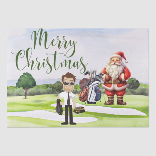 Golf Sinterklaas Kerstmis voor Pilot golffeest Tissuepapier (Voorkant)