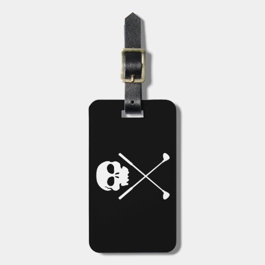 Golf Skull Crossed Clubs Bagagelabel (Voorkant verticaal)