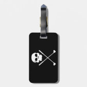 Golf Skull Crossed Clubs Bagagelabel (Achterkant verticaal)