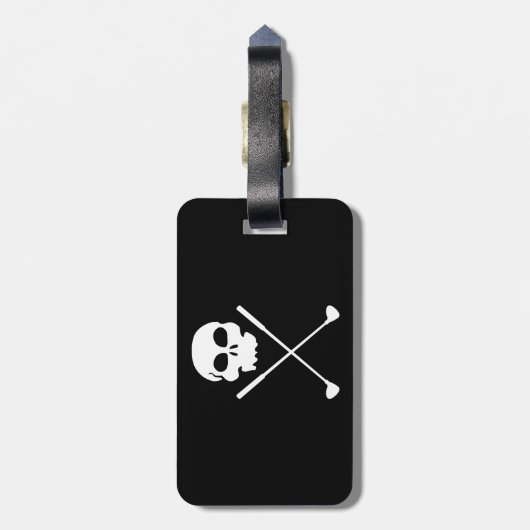 Golf Skull Crossed Clubs Bagagelabel (Achterkant verticaal)