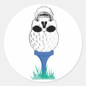 Golf Skull Ronde Sticker (Voorkant)