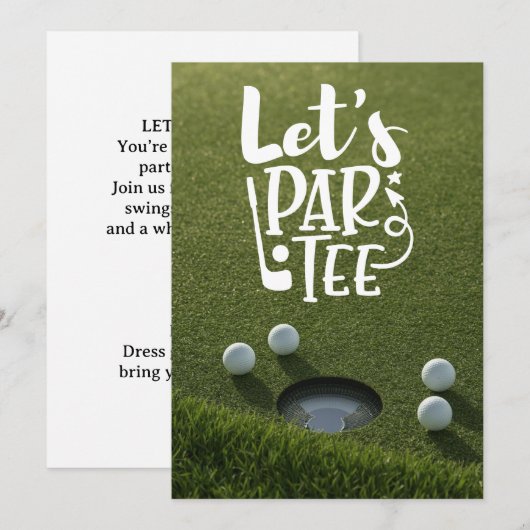 Golf slaat bal van par tee op groen gras kaart (Voorkant / Achterkant)
