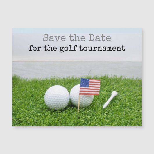 Golf slaat de datum op met de VS vlaggen en golfba (Voorkant)