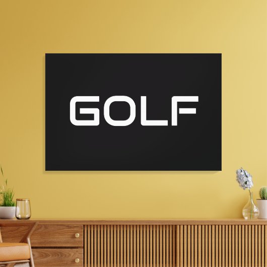 GOLF Sleek Sporty Modern White Text On Deep Black Canvas Afdruk (Insitu (Woonkamer))