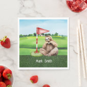 Golf Sloth Golfer op groen gras Servet (Insitu)