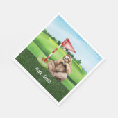 Golf Sloth Golfer op groen gras Servet (Hoek)
