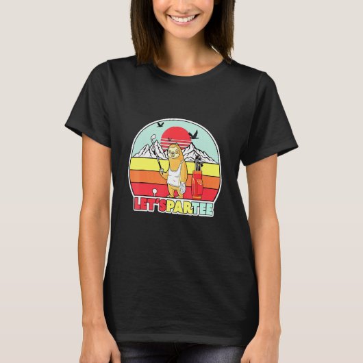 Golf Sloth Lets Par T-shirt Sunset Golfer (Voorkant)