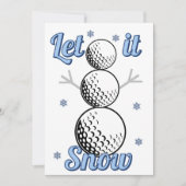 Golf Sneeuwman Laat het sneeuwen Plat Kerstkaart (Voorkant)