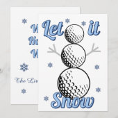 Golf Sneeuwman Laat het sneeuwen Plat Kerstkaart (Voorkant / Achterkant)