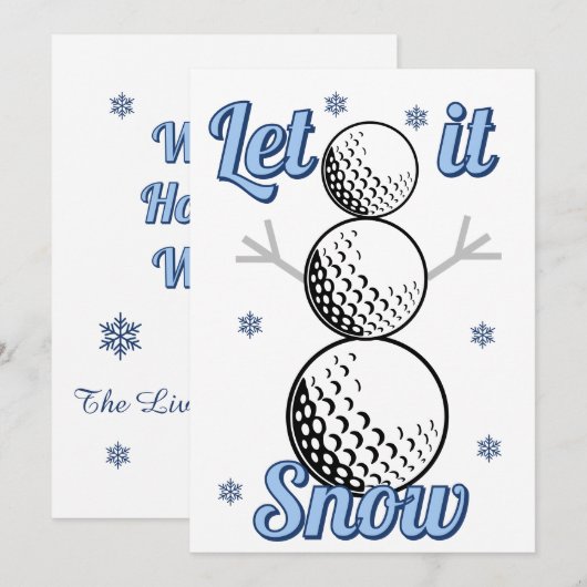 Golf Sneeuwman Laat het sneeuwen Plat Kerstkaart (Voorkant / Achterkant)