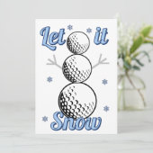 Golf Sneeuwman Laat het sneeuwen Vlakte kerstkaart (Staand voorkant)