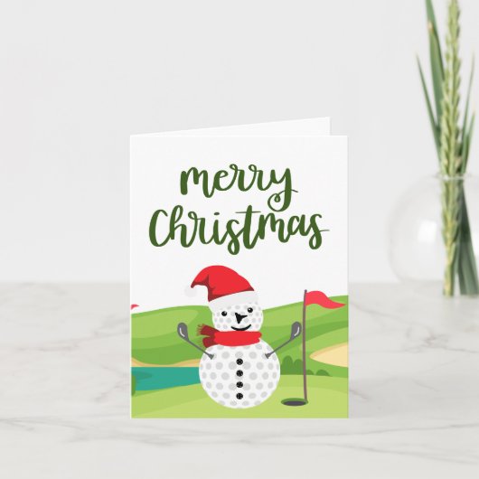 Golf Sneeuwman voor Golfer Prettig Kerstfeest Kaart (Voorkant)