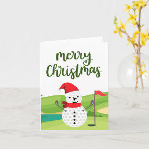 Golf Sneeuwman voor Golfer Prettig Kerstfeest Kaart