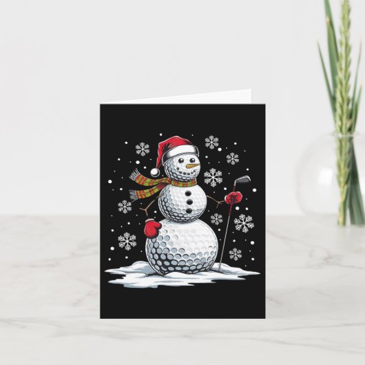 Golf Snowman Golfspeler Santa Hat Kerst Grappig Kaart (Voorkant)