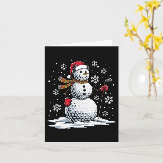 Golf Snowman Golfspeler Santa Hat Kerst Grappig Kaart (Gele Bloem)