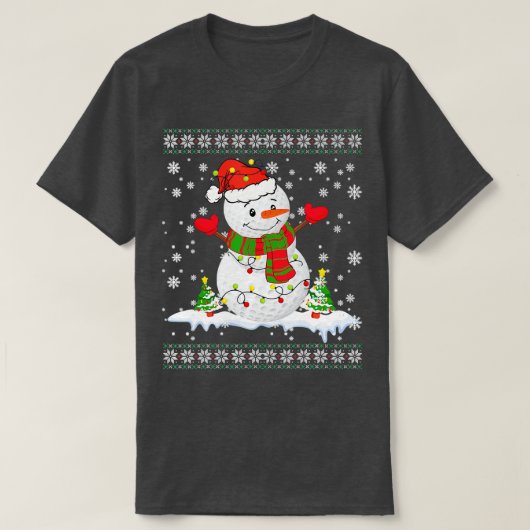 Golf Snowman Kerstmis Pjama Ugly T-shirt Sport Bal (Design voorkant)