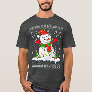 Golf Snowman Kerstmis Pjama Ugly T-shirt Sport Bal