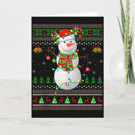 Golf Snowman Ugly Christmas Sweaters Golfing Golfe Kaart (Voorkant)