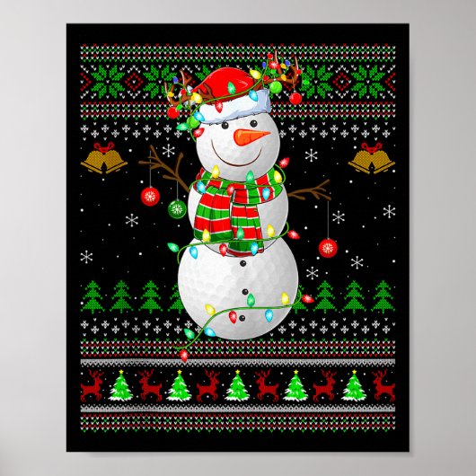 Golf Snowman Ugly Christmas Sweaters Golfing Golfe Poster (Voorkant)