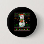 Golf Snowman Ugly Christmas Sweaters Golfing Golfe Ronde Button 5,7 Cm (Voorkant)