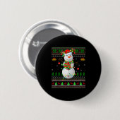 Golf Snowman Ugly Christmas Sweaters Golfing Golfe Ronde Button 5,7 Cm (Voorkant /achterkant)