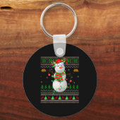 Golf Snowman Ugly Christmas Sweaters Golfing Golfe Sleutelhanger (Voorkant)