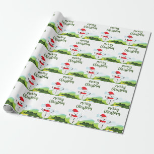 Golf Snowman voor Golfer Merry Kerstmis Cadeaupapier