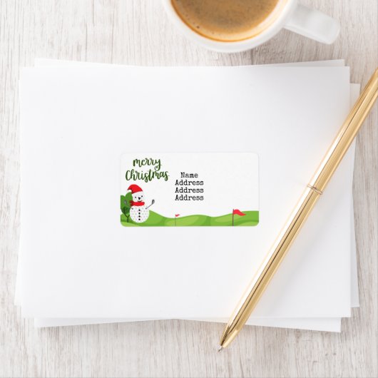 Golf Snowman voor Golfer Merry Kerstmis Etiket (Insitu)